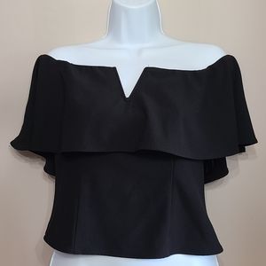 Free Press Black Off the Shoulder Top, Medium